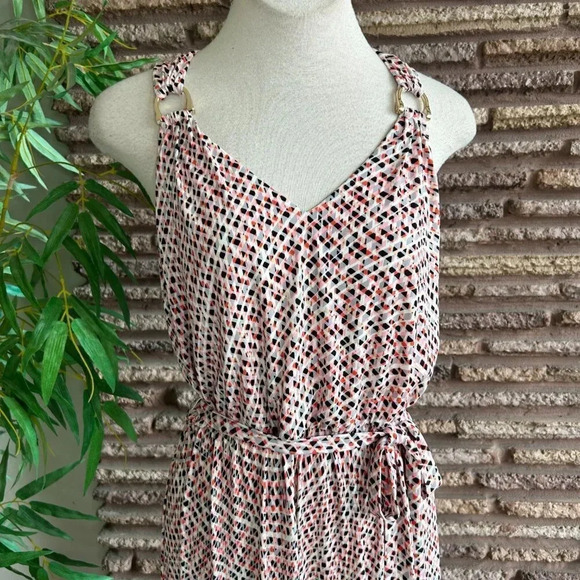 Guess Red Black and White Geometric Print Sleeveless Maxi Dress Size 12 - Picture 6 of 9